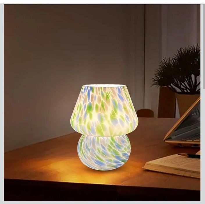 Lampa Clora Mushroom, szklana lampka nocna