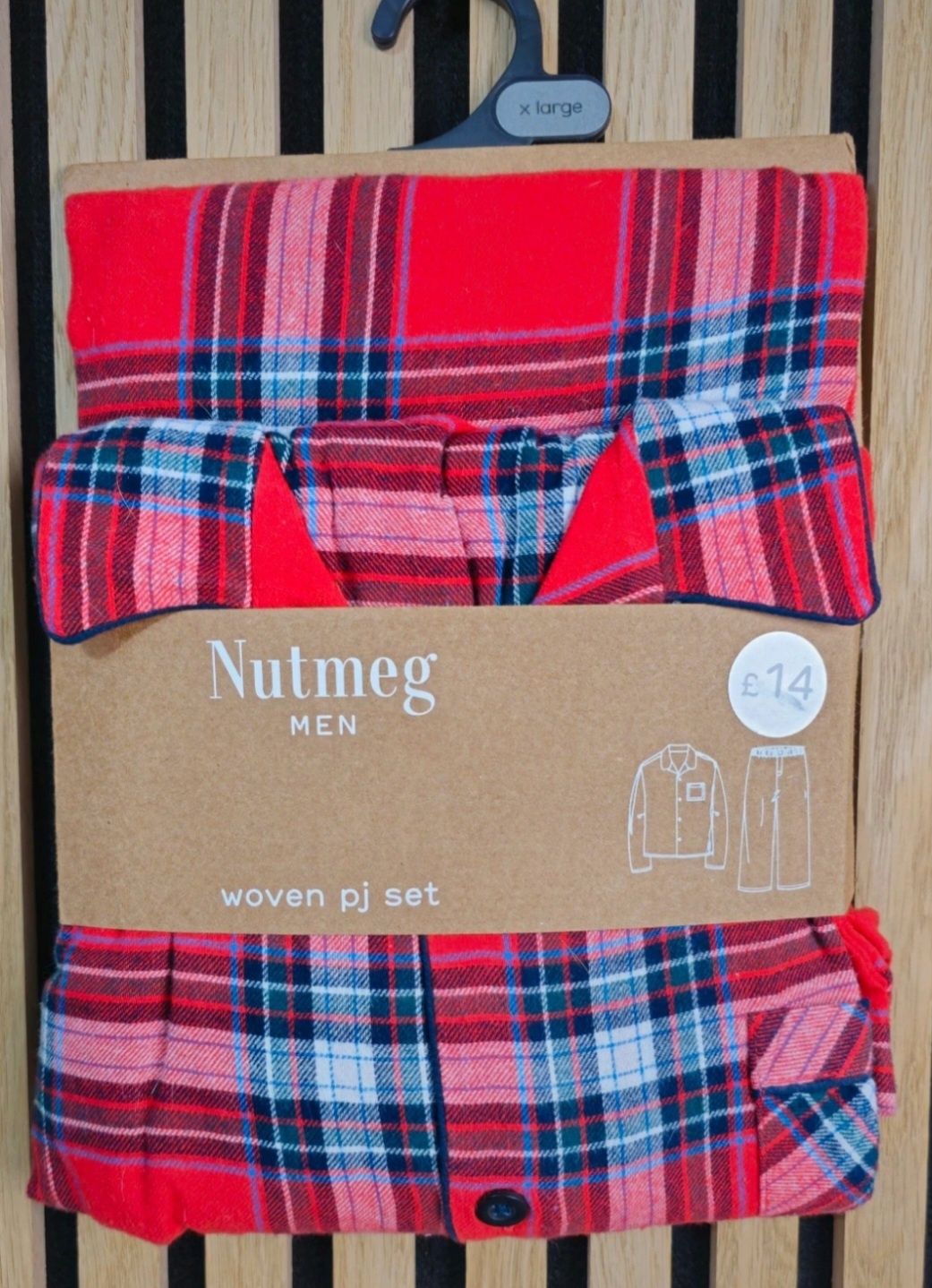 Bawełniana piżama męska krata Nutmeg r XL