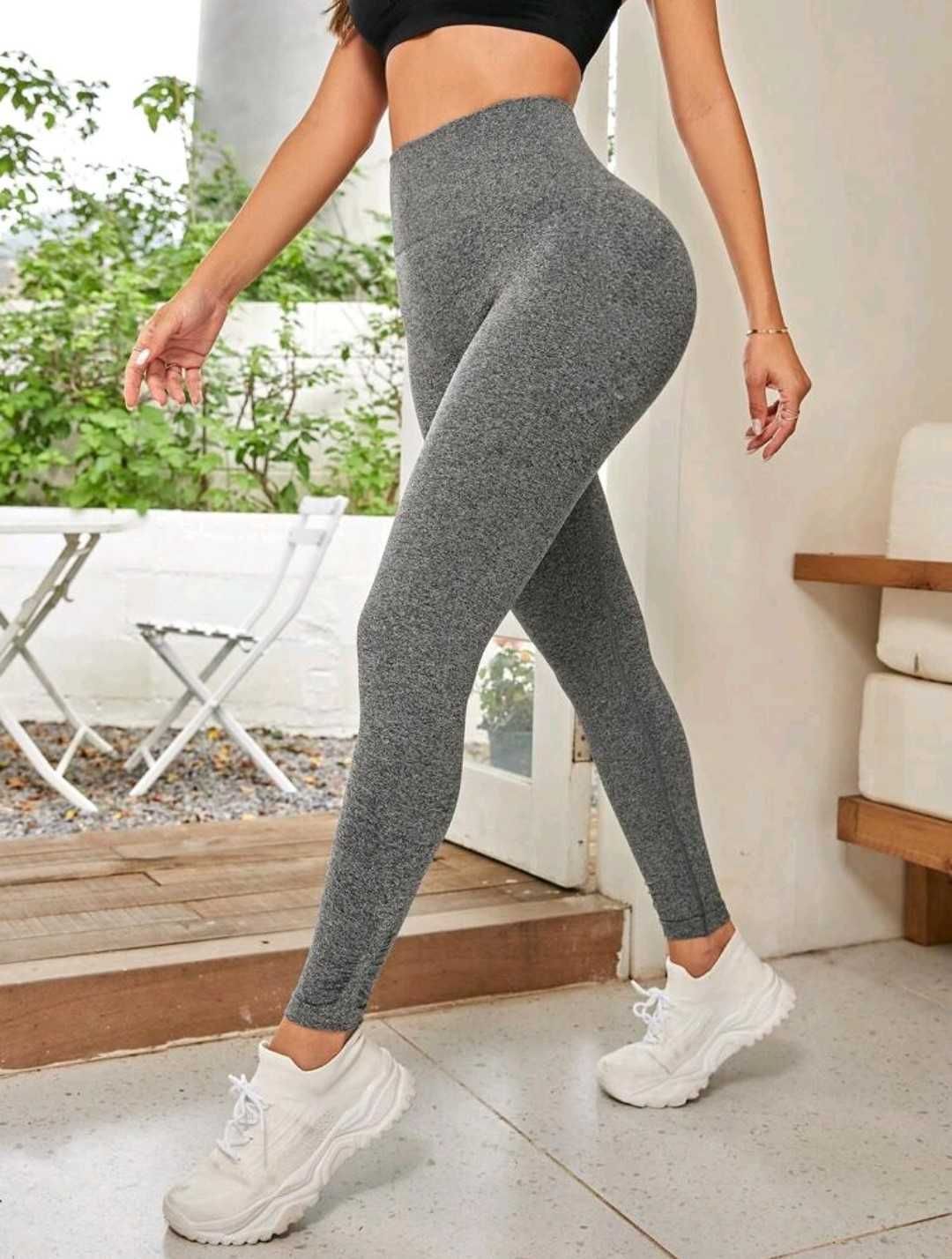 Legginsy XS PUSH UP wysoki stan klasyczne siłownie sportowe szare