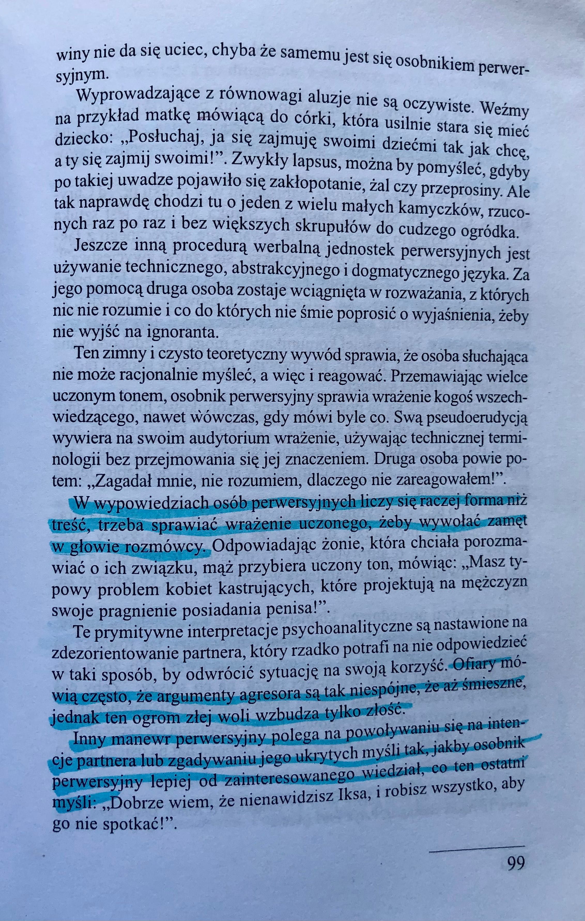 Książka "Molestowanie moralne" M.-F. Hirigoyen /z podkreśleniami!/