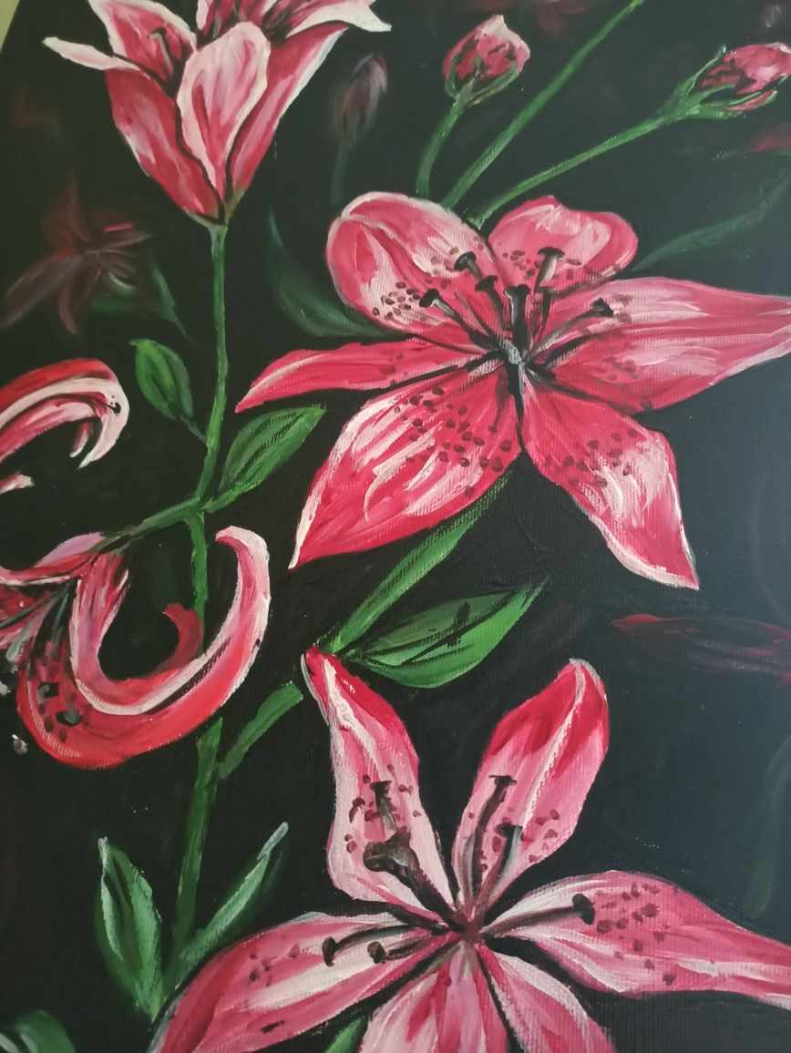 Lilie, obraz akrylowy, 40x60 cm