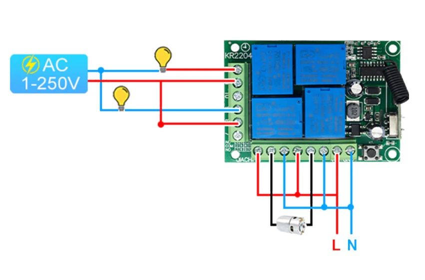 Przekaźnik bezprzewodowy 4CH 230V RF sterowany radiowo pilotem