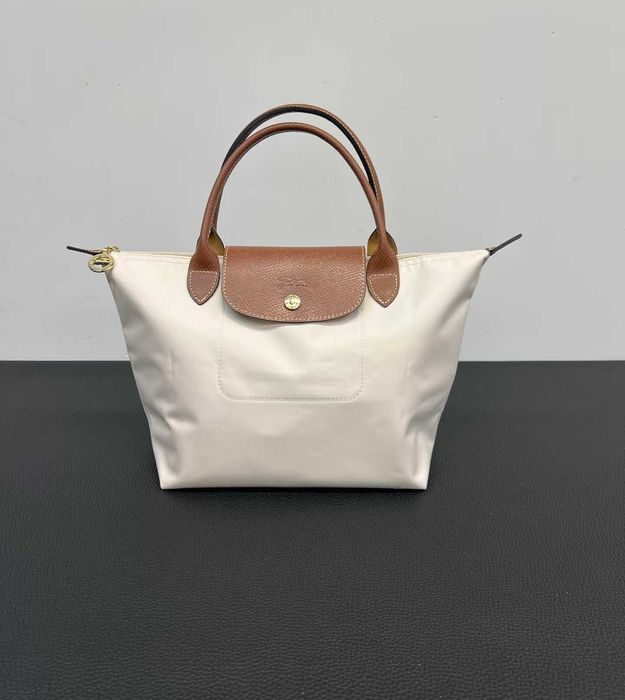 Torba Damska"Longchamp_Le_Pliage_Nylon_Skóra_White