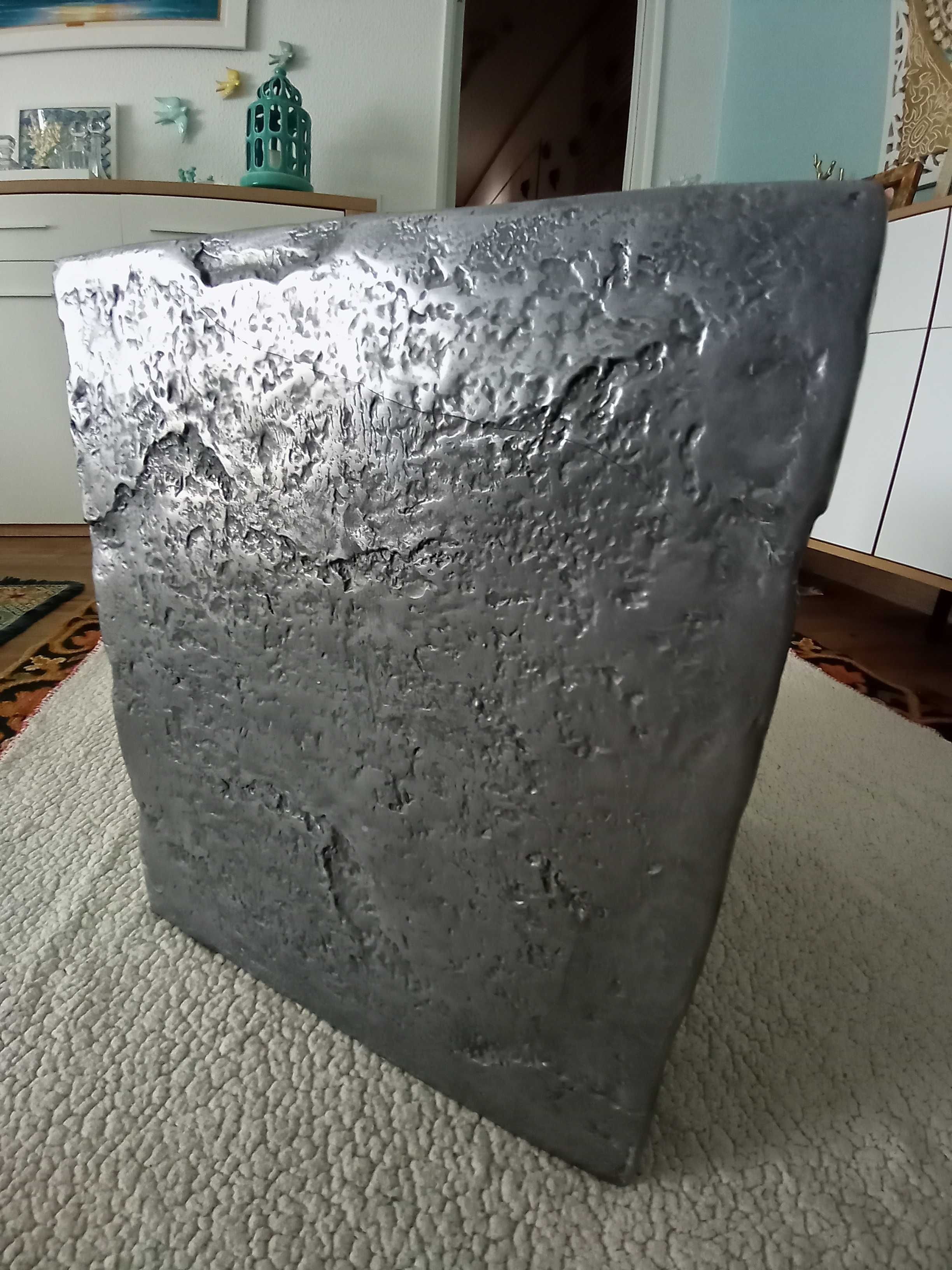 Cubo banqueta/mesa apoio 44x37cm,imitação pedra.Resistente.LER TUDO!