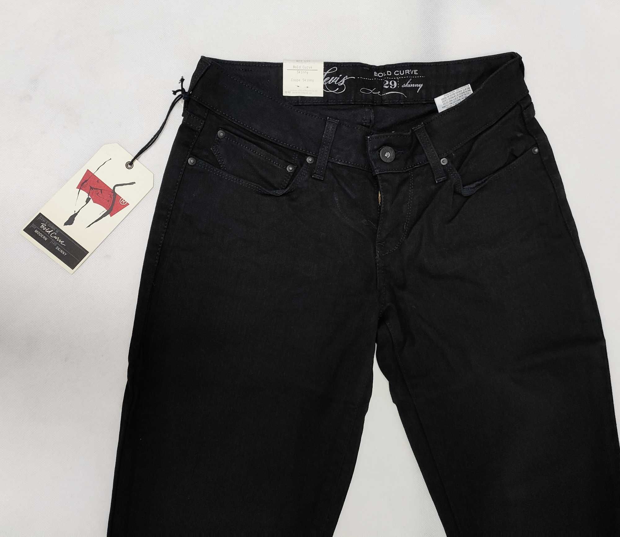 Spodnie damskie proste LEVI'S JEANS dżinsowe czarne W29 L34 M SPL005