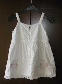 Śliczna sukienka Coccodrillo biała haft r. 86 jak nowa, chrzest roczek