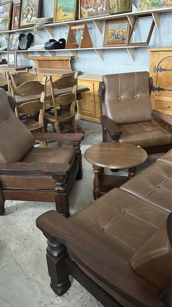 Комплект шкіряной меблі,комплект кожаной, диван та кресла