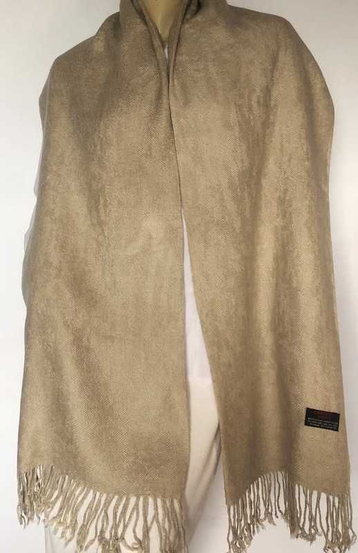 Lambswool Angora szkocki szal duży z frędzlami 188x72