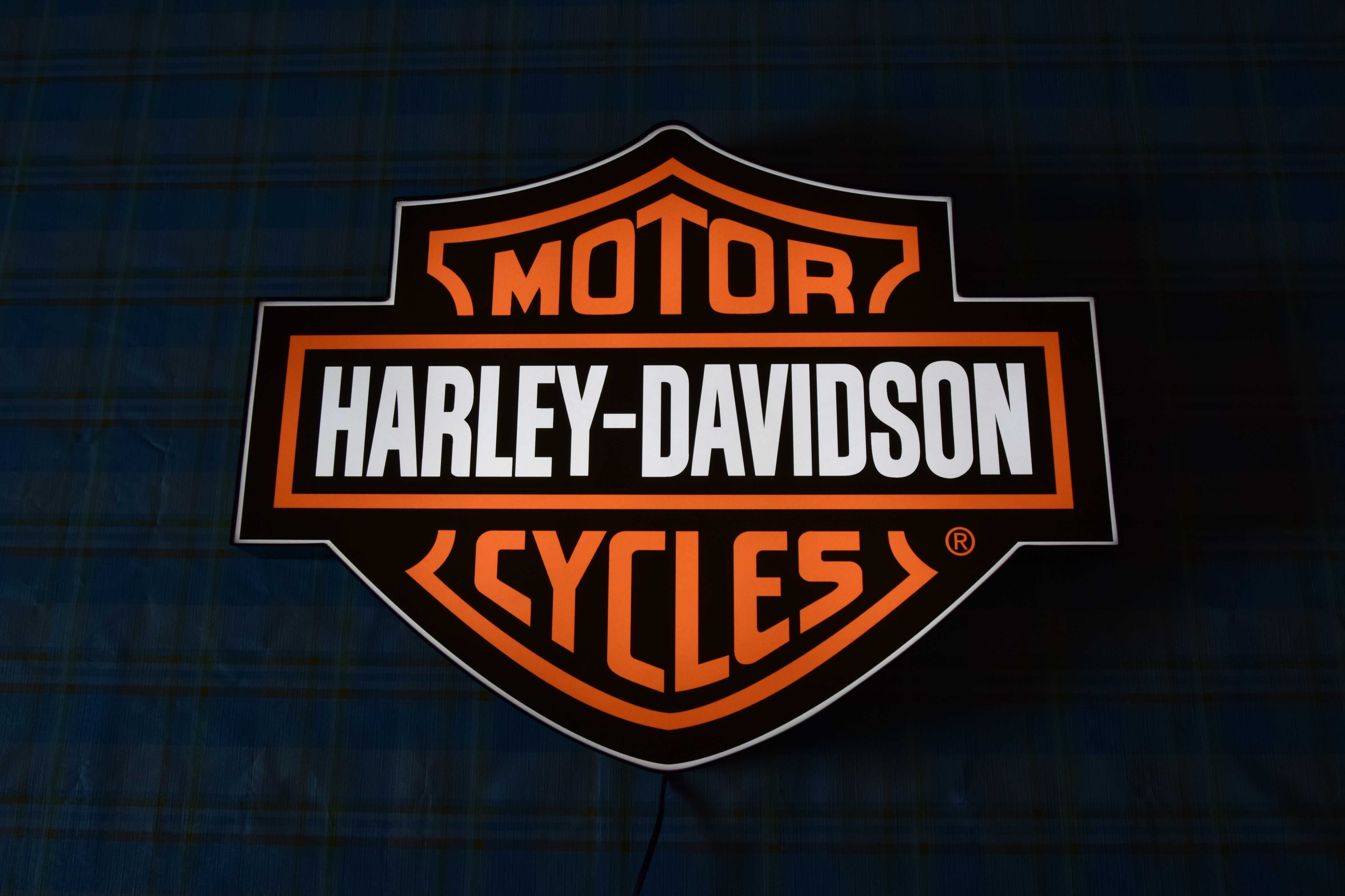 Podświetlane Logo HARLEY DAVIDSON, Szyld H-D, Emblemat, Neon, Prezent