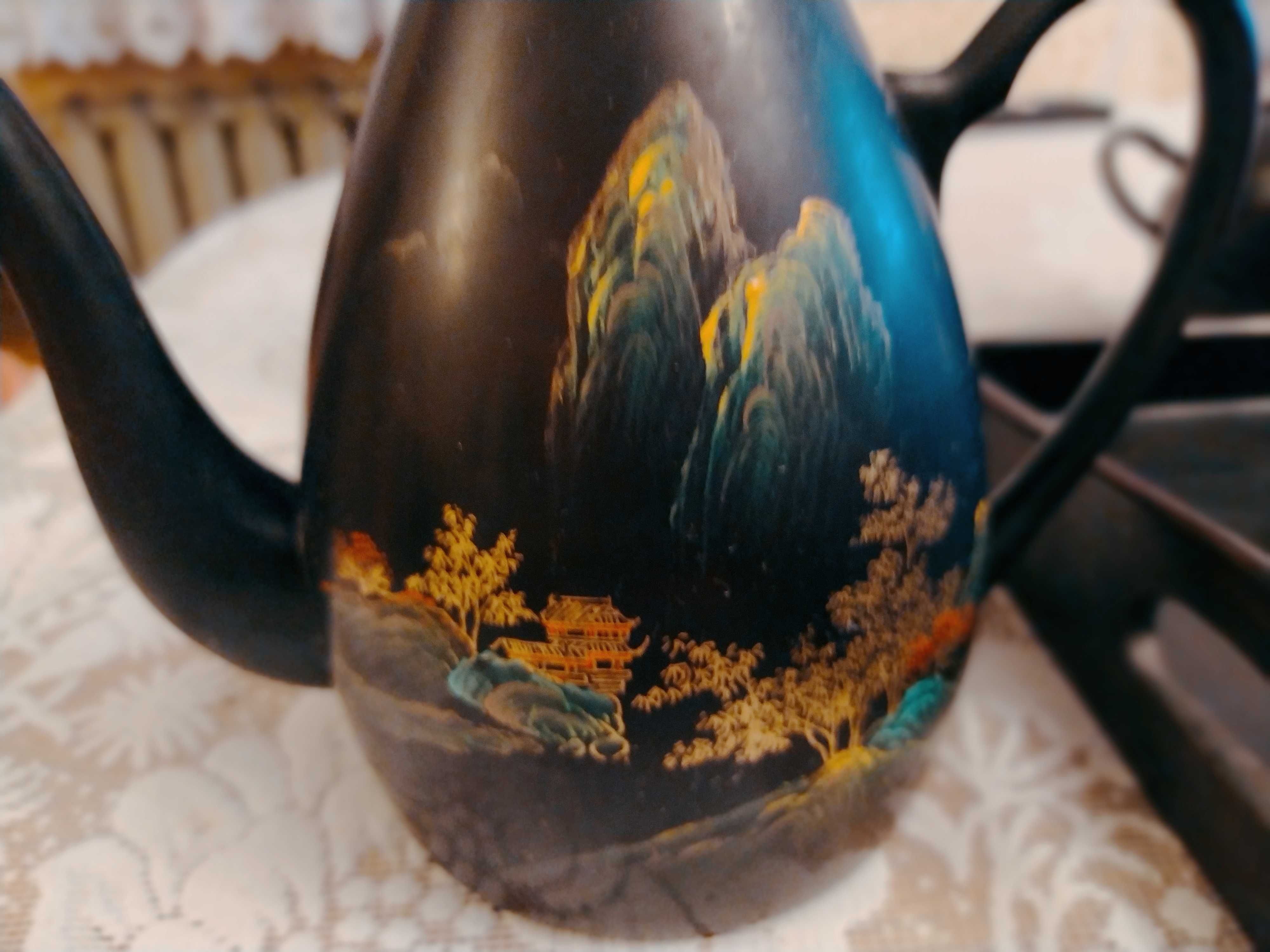 Zestaw kawowo- herbaciany z laki  ręcznie malowany