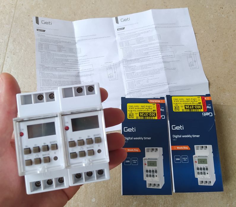 Programador horário digital semanal para calha DIN - Geti GE2