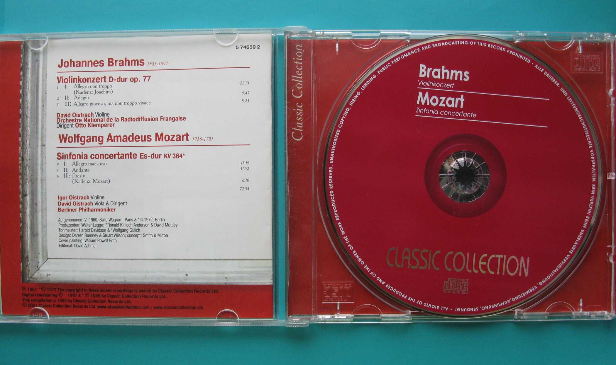 CD Audio Brahms Mozart David Oistrah Igor Oistrah _ Брамс Моцарт Аудио