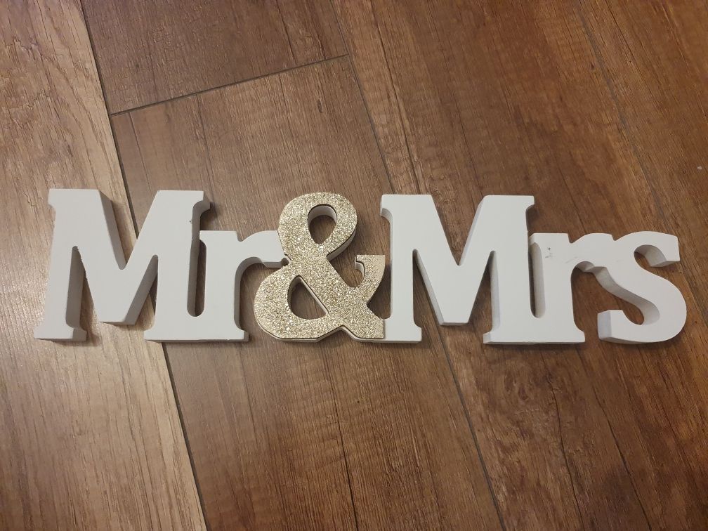 Drewniany napis Mr&Mrs