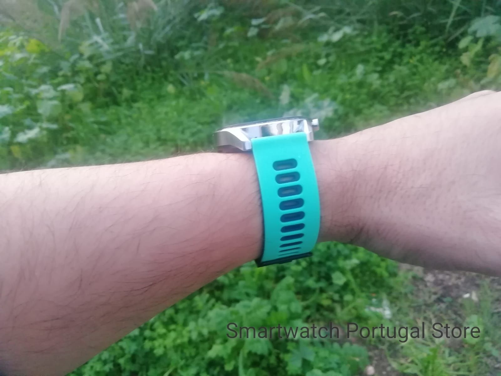 Bracelete 22mm em silicone  : Verde-Azul
