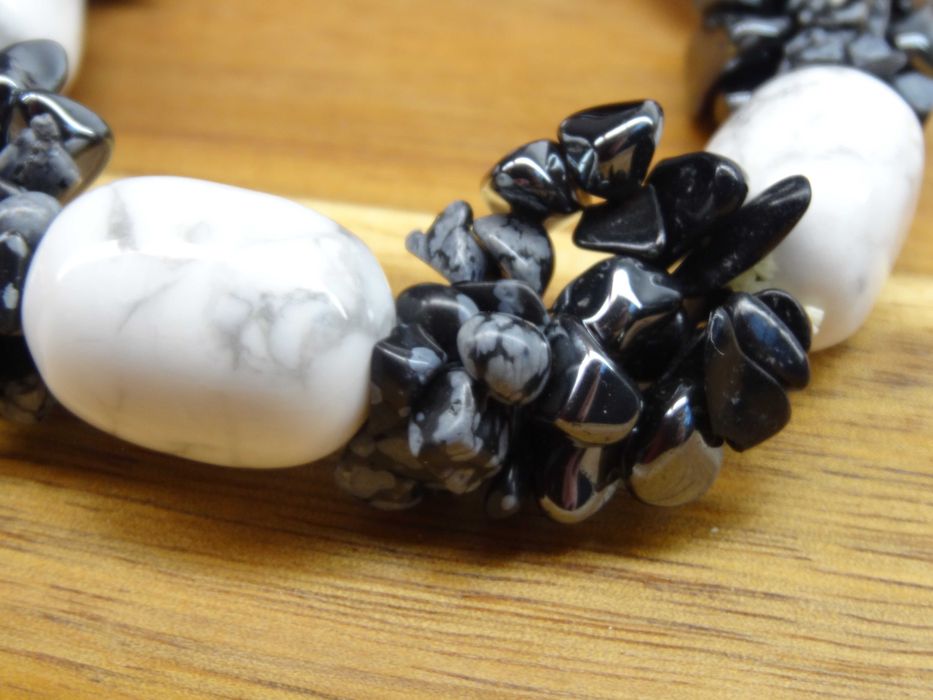 Bransoletka Howlit, Hematyt, Obsydian Śnieżny