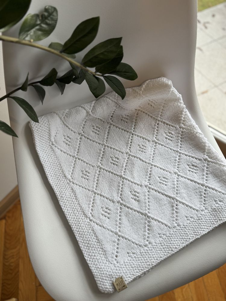 Kocyk niemowlecy 70*80 cm recznie robiony biały