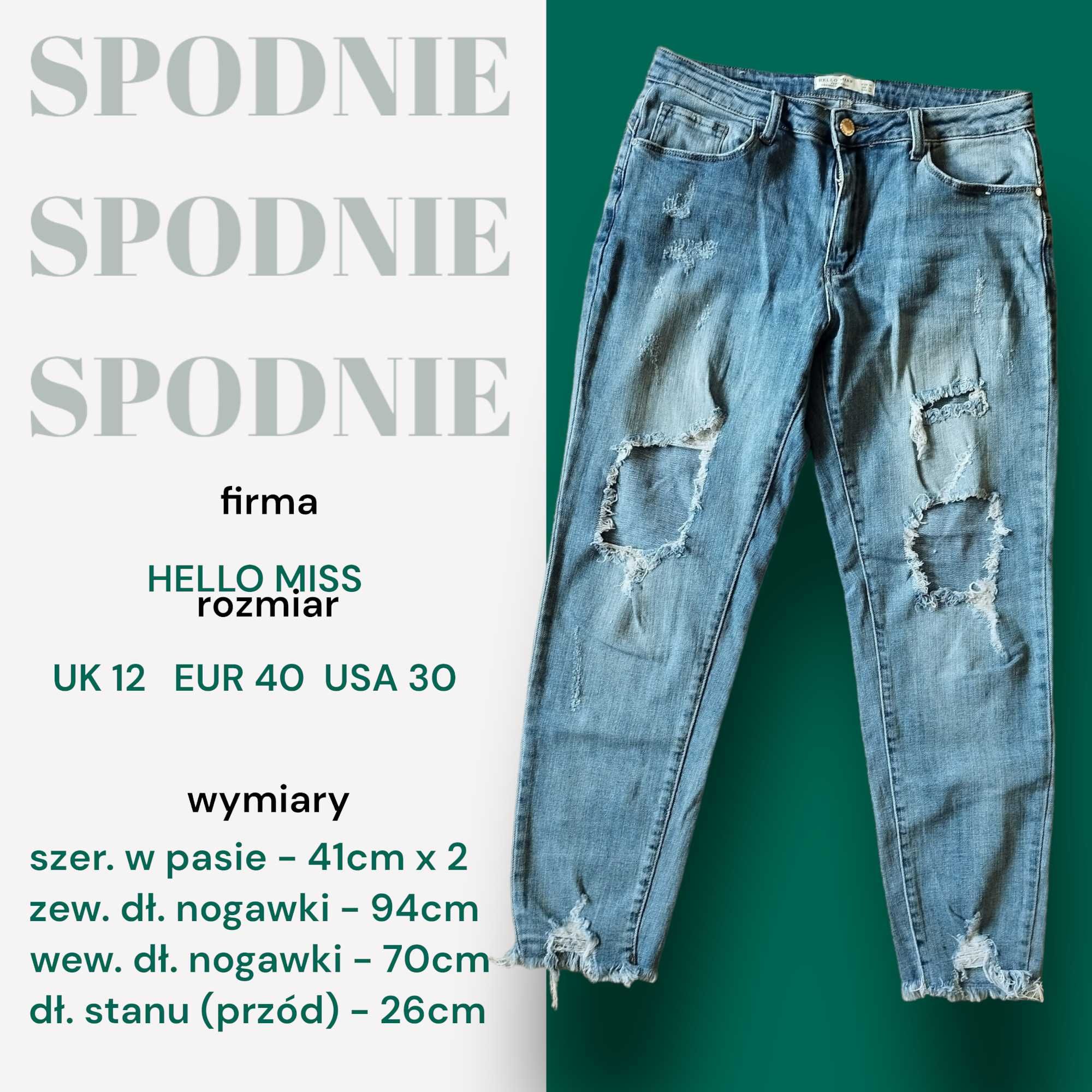 spodnie jeansowe z dziurami 40 L