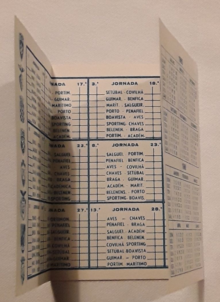 Calendário jogos Campeonato Nac Futebol 1985/1986