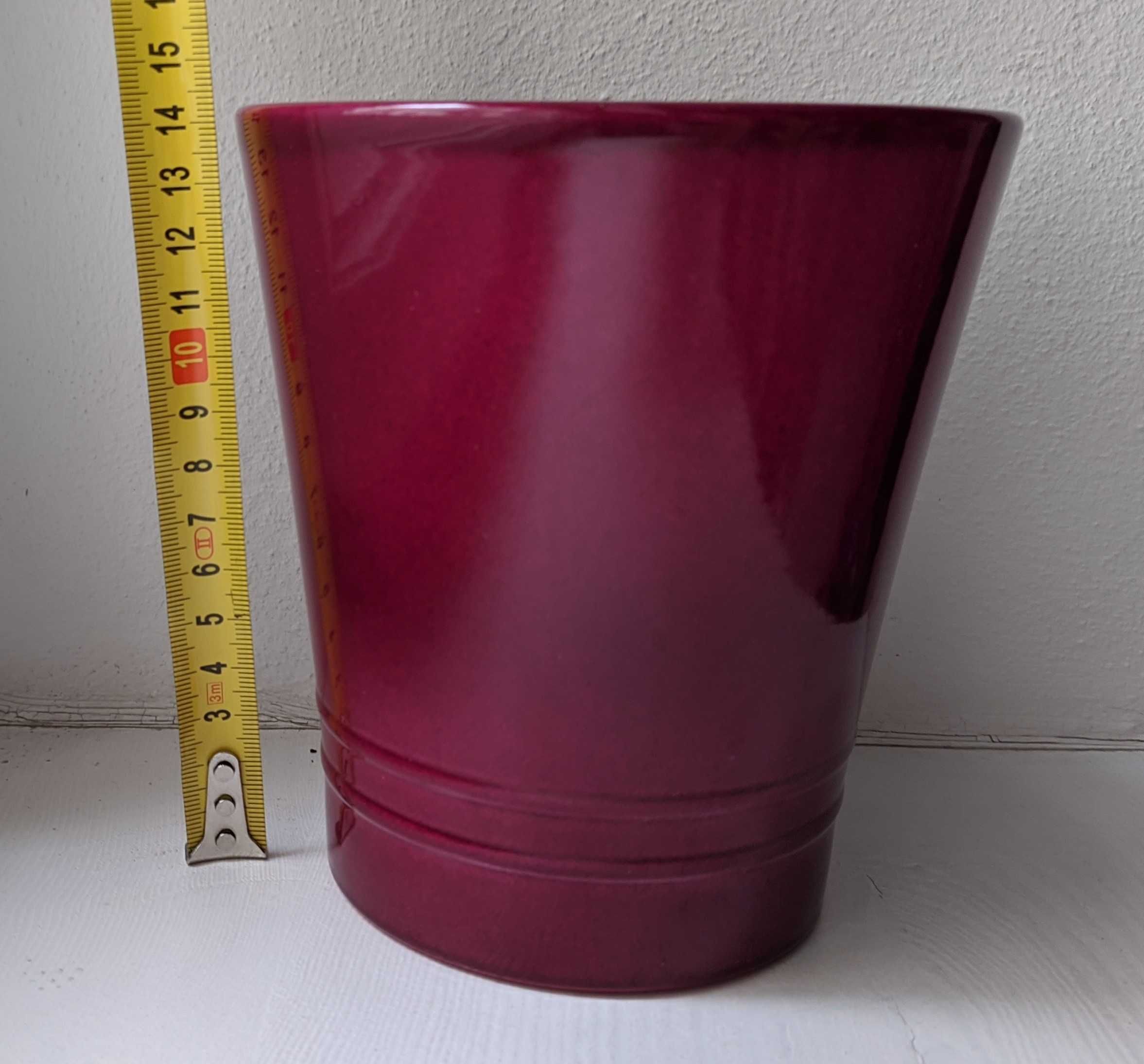 Osłonka Doniczka Ceramiczna Purpurowa Fioletowa. Wys 14cm. Storczyk