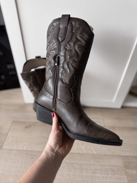 Kowbojki even&odd zalando 39 brazowe kozaki motocyklowki