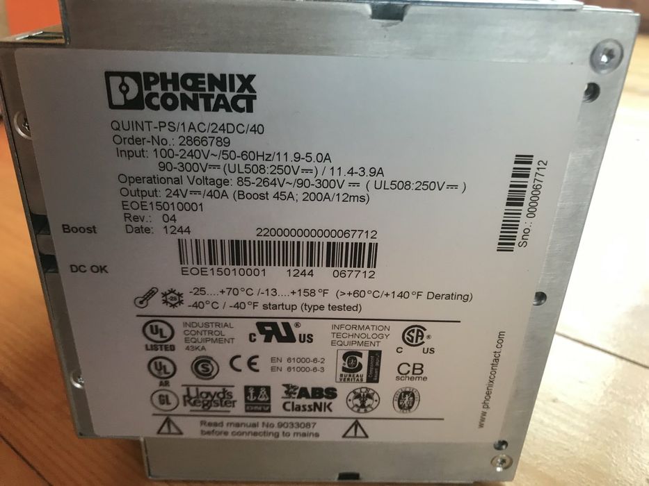 "Новий" Quint-ps/1ac/24dc/40 Джерело живлення.