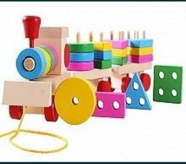 Pociąg drewniany z wagonikami - sorter