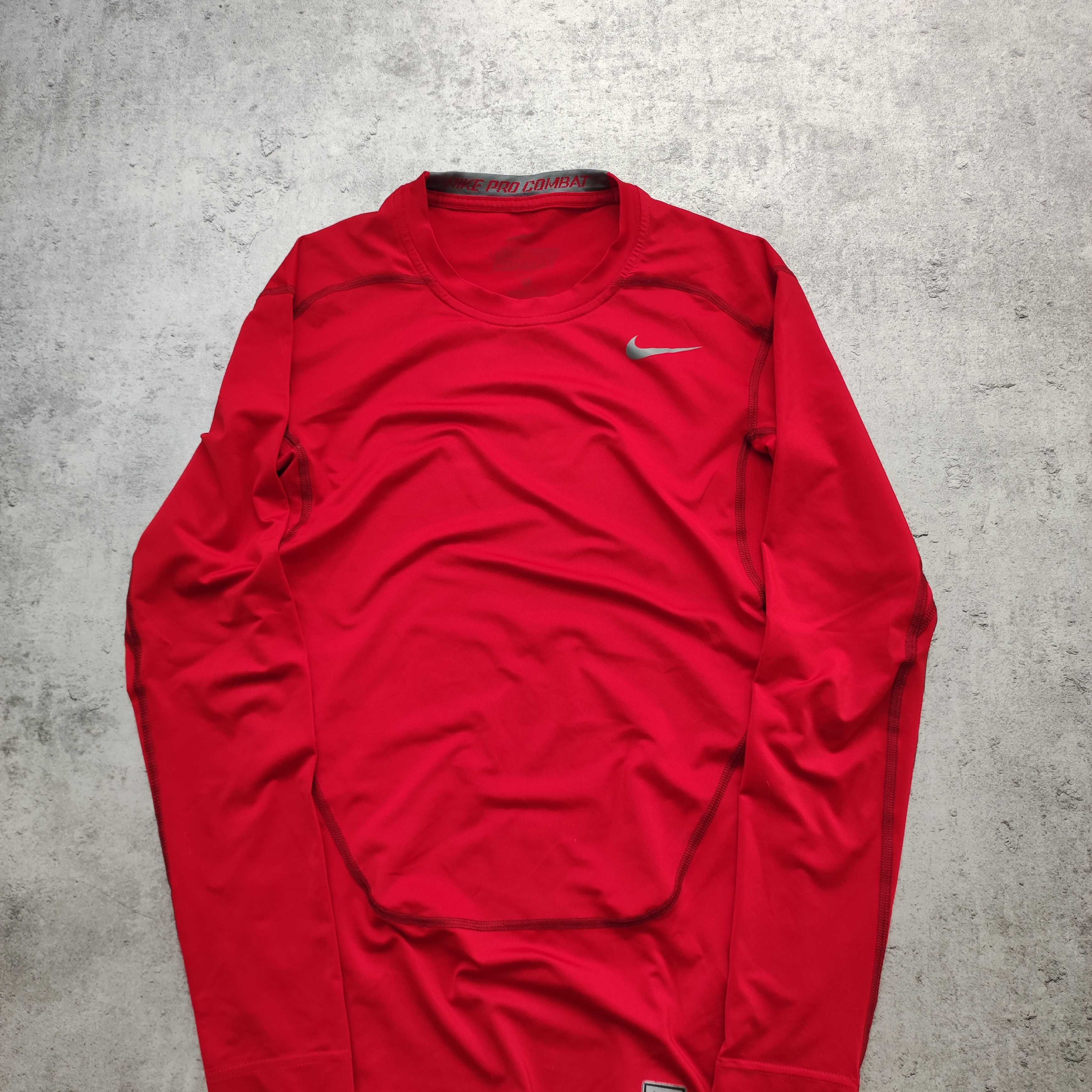 MĘSKA Koszulka Sportowa Czerwona Nike PRO Combat Dri-Fit Kompresyjna