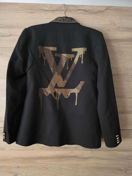 Marynarka damska Louis Vuitton kolorze czarnym z cyrkoniami złotymi