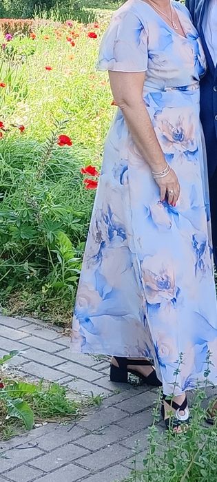 Długa elegancka sukienka marynarka 42