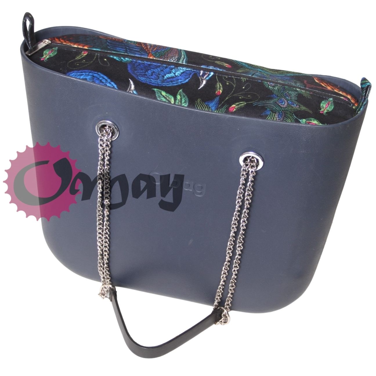 Czarny Welur organizer OBAG MINI Velvet pawie 2 kieszenie wkład OMAY