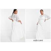 Biała koronkowa sukienka maxi asos 46 3 xl
