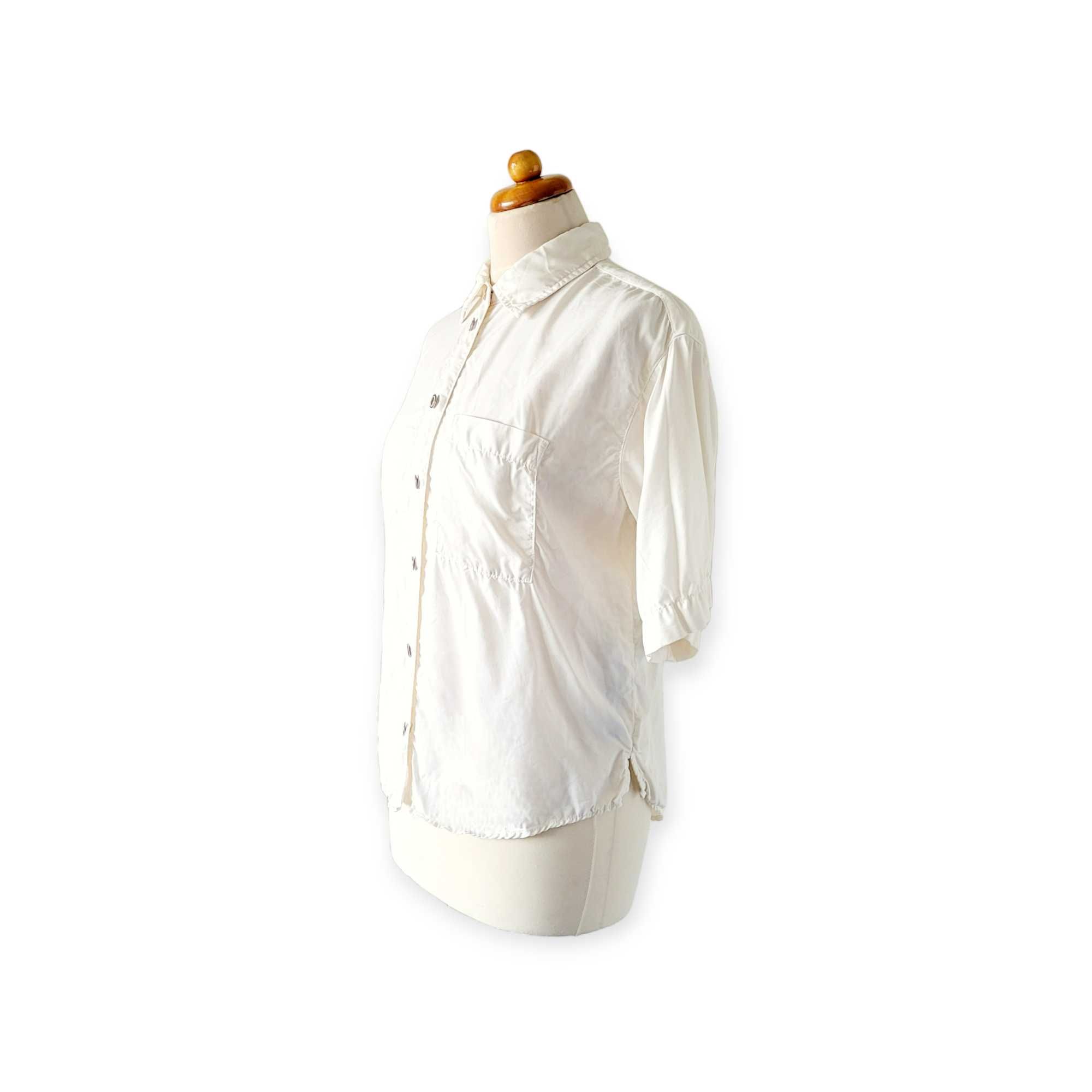 Biała kremowa koszula damska S Zara 100% lyocell basic bluzka oversize