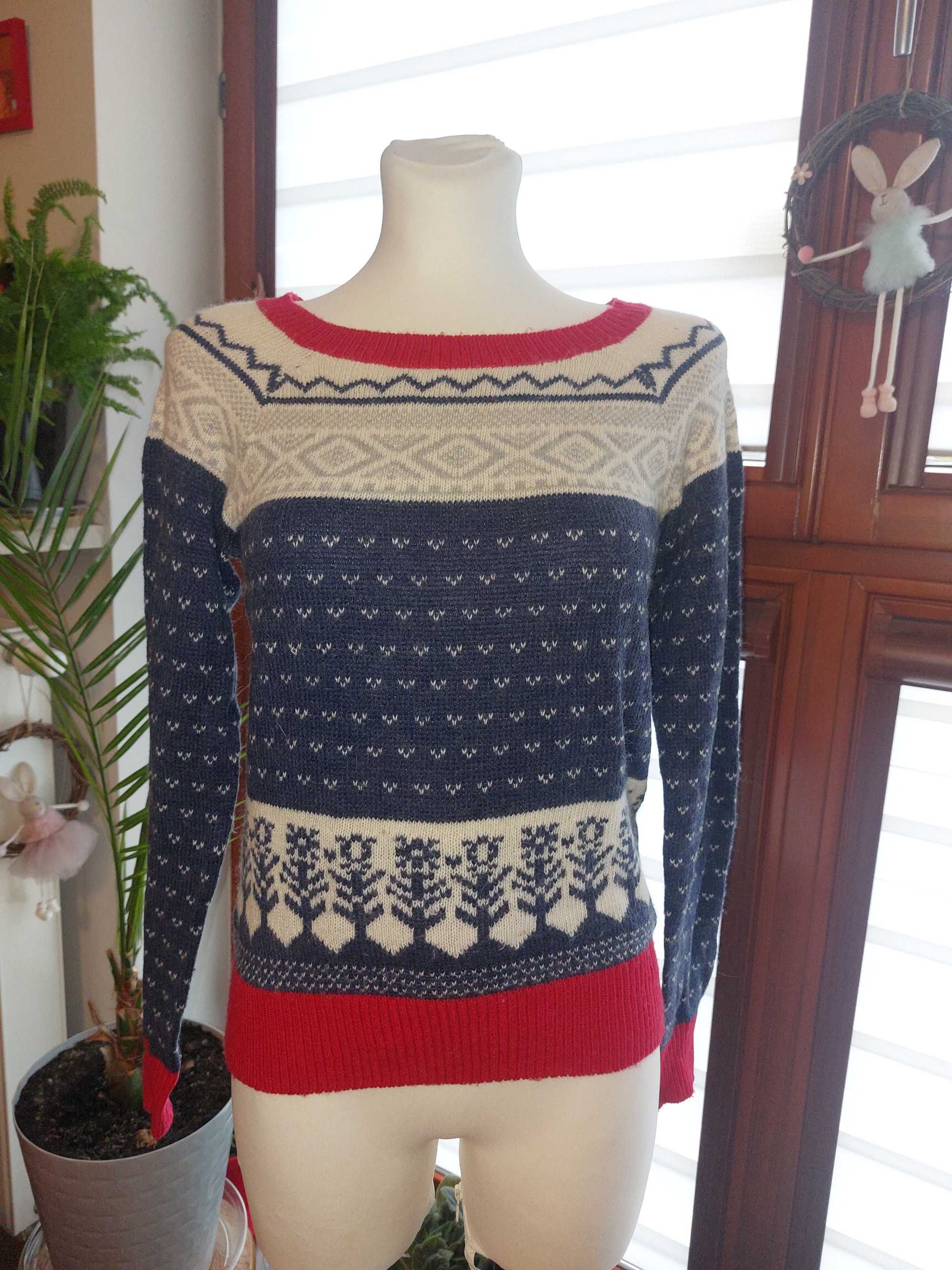Sweter F&F w norweskie wzory przyjemny w dotyku, nie drapie, rozmiar M