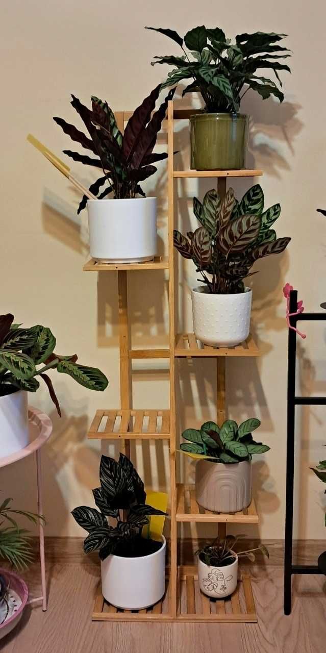 Duży solidny kwietnik bambusowy stajak na kwiaty półka loft stojak