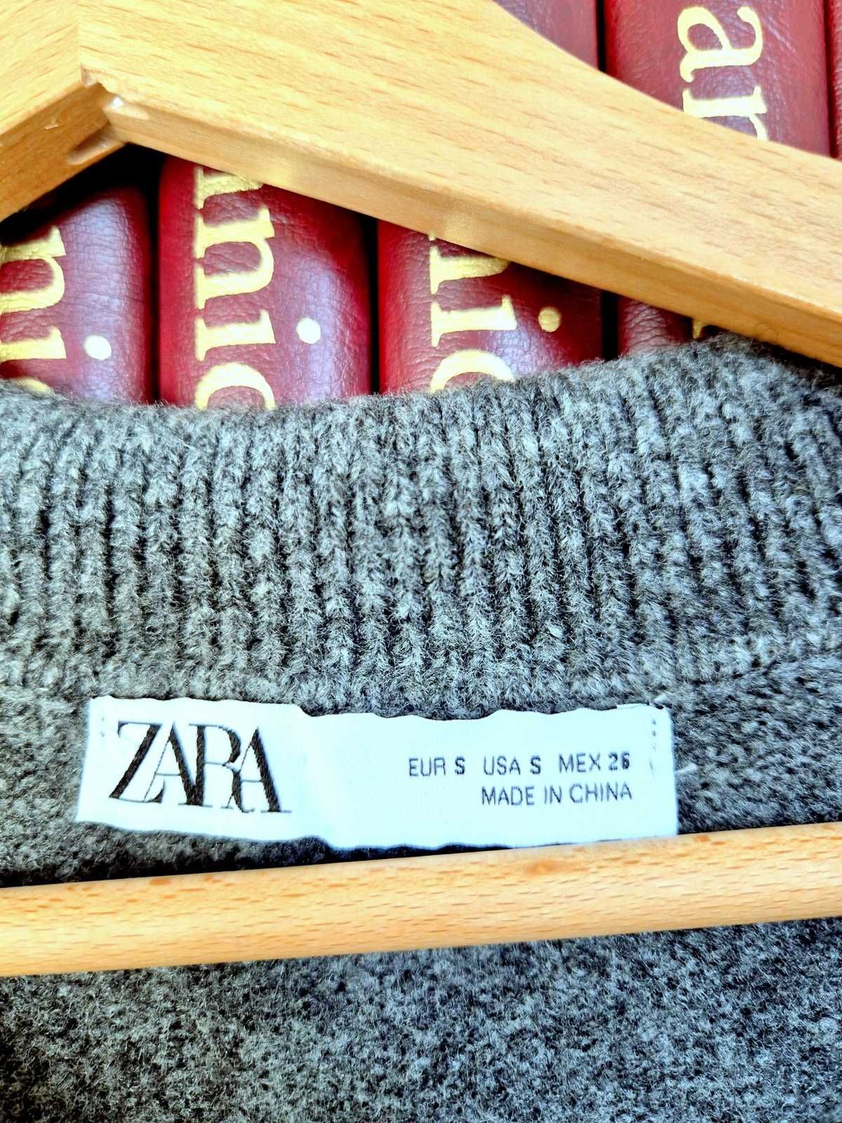 Kardigan szary damski marki ZARA sweter rozmiar S