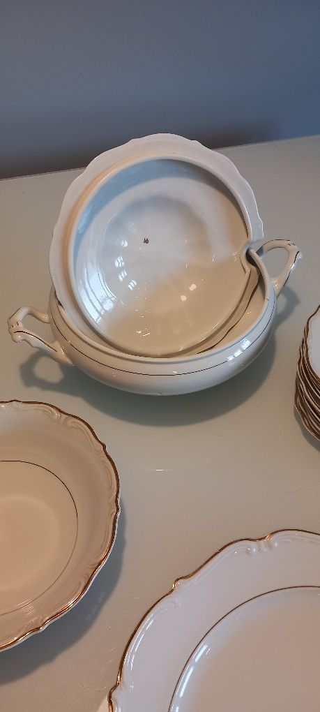 Serwis obiadowy biała porcelana Wałbrzych prl vintage