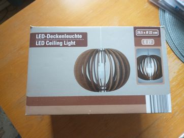 Lampa sufitowa LED drewno wisząca nowa