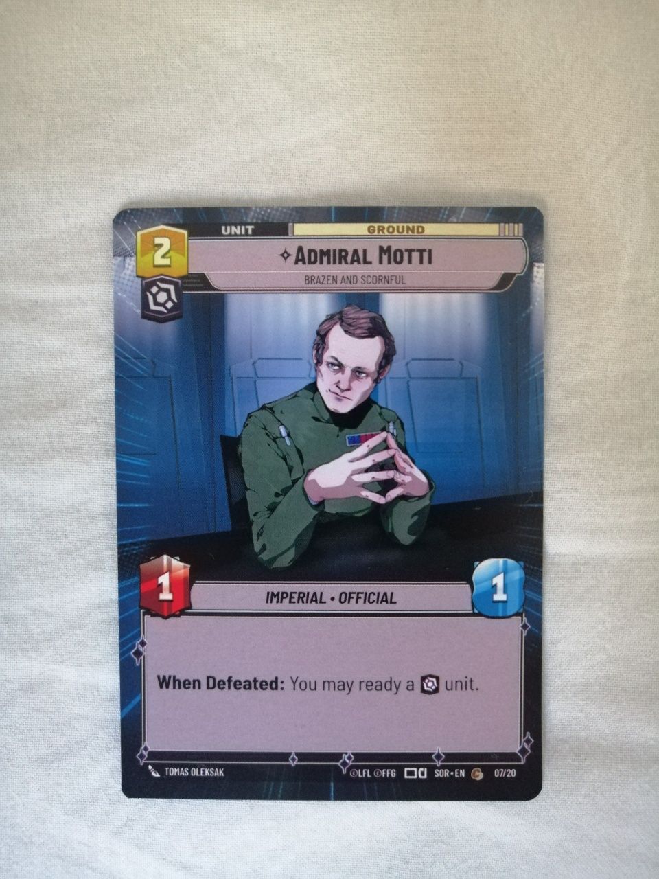 Karta Admiral Motti Hyperspace Star Wars Unlimited