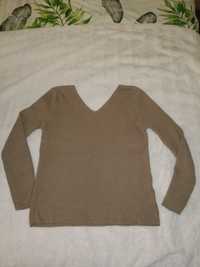 Sweter w szpic M/L brązowy