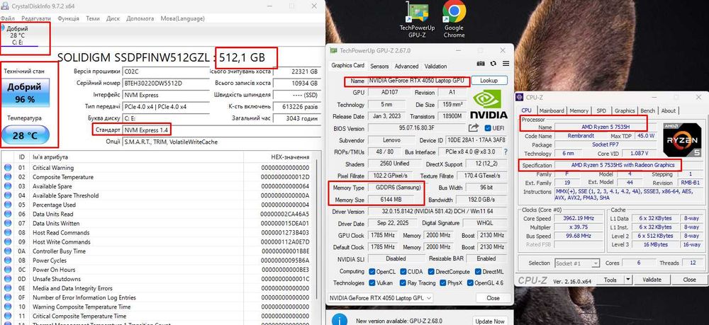 Lenovo Ideapad 3｜RTX 4050｜Ryzen 5 7535H｜15,6"｜OЗУ 16 gb｜ssd 512