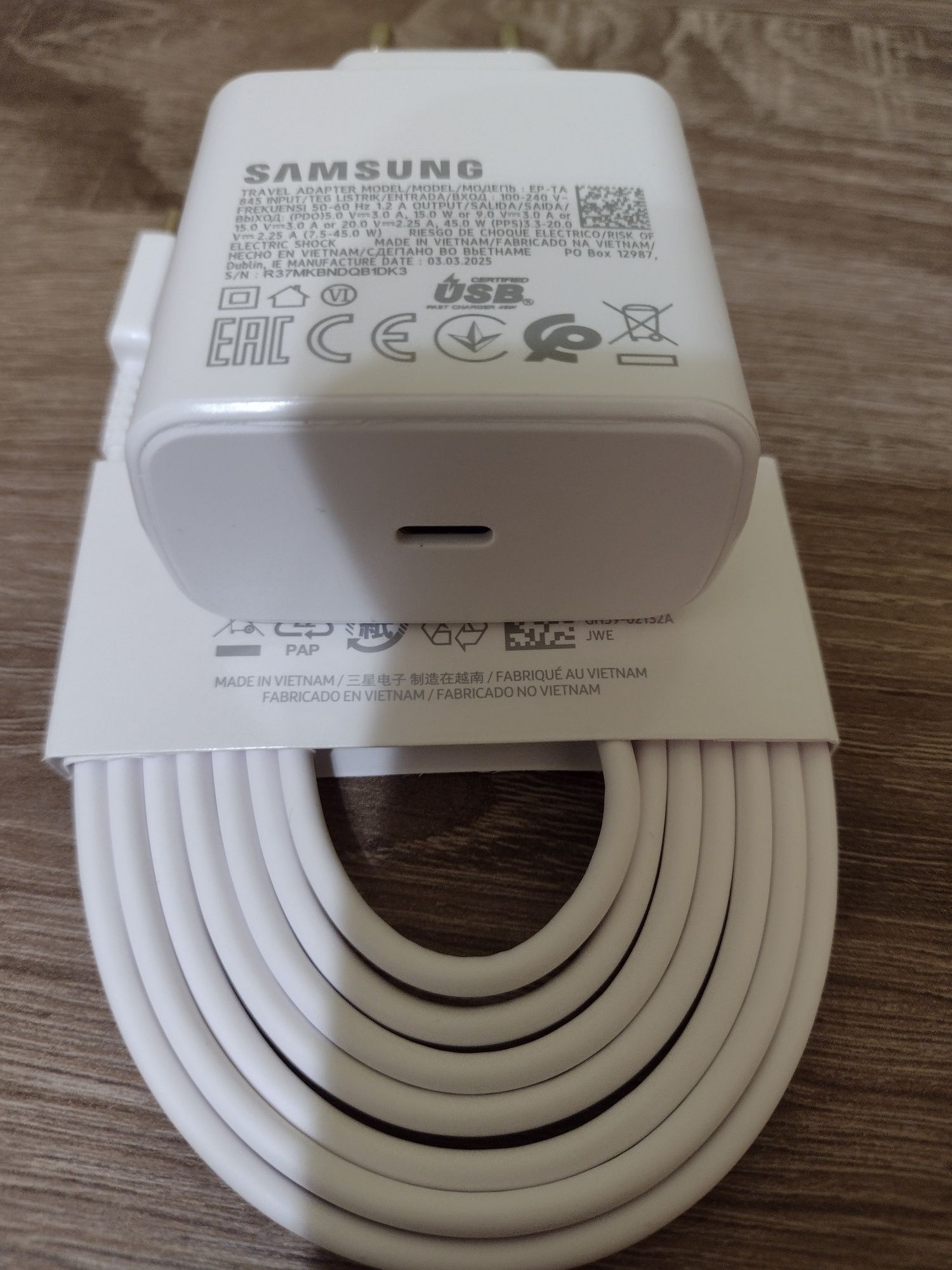 Швидкісна зарядка 45w Samsung PD кабель 1.8м . type C. Original