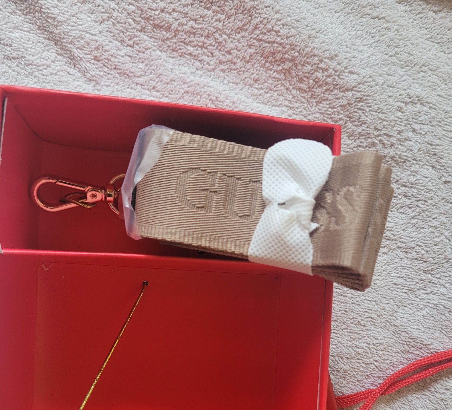 Guess La Rosa Mini torebka crossbody camera bag biala brazowa