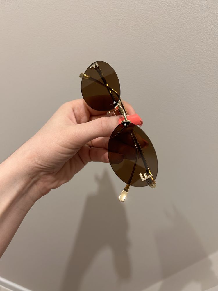 Nowe hitowe okulary przeciwsłoneczne damskie brązowe okrągłe f fendi