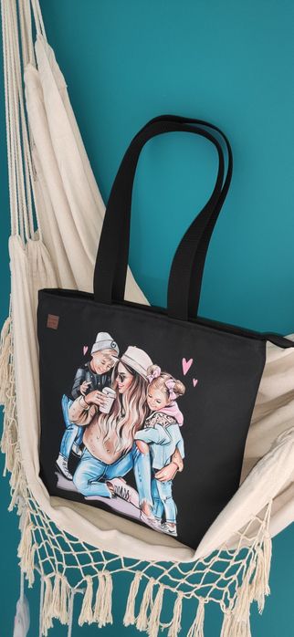 Torebka na zamek mama i dzieci  shopper bag  torba na ramię mama