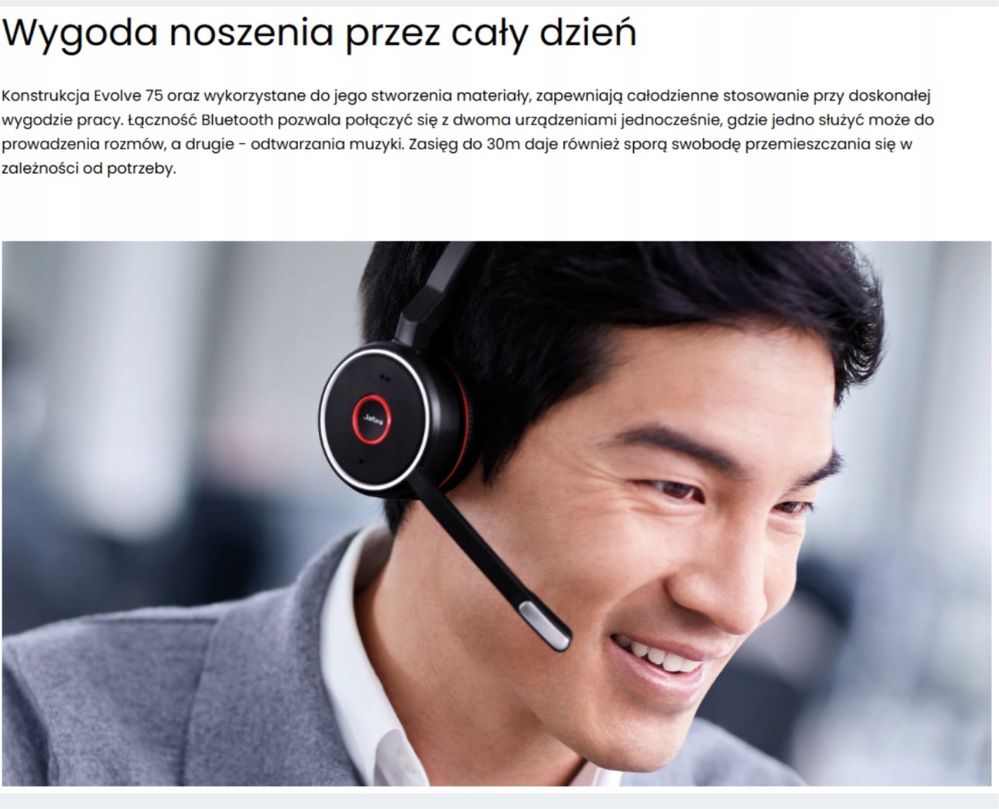 Słuchawki bezprzewodowe nauszne Jabra Evolve 75 SE Z Mikrofonem
