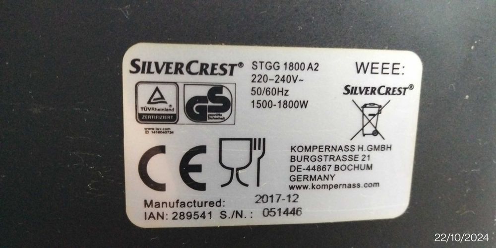 Grelhador Grill Silver Crest