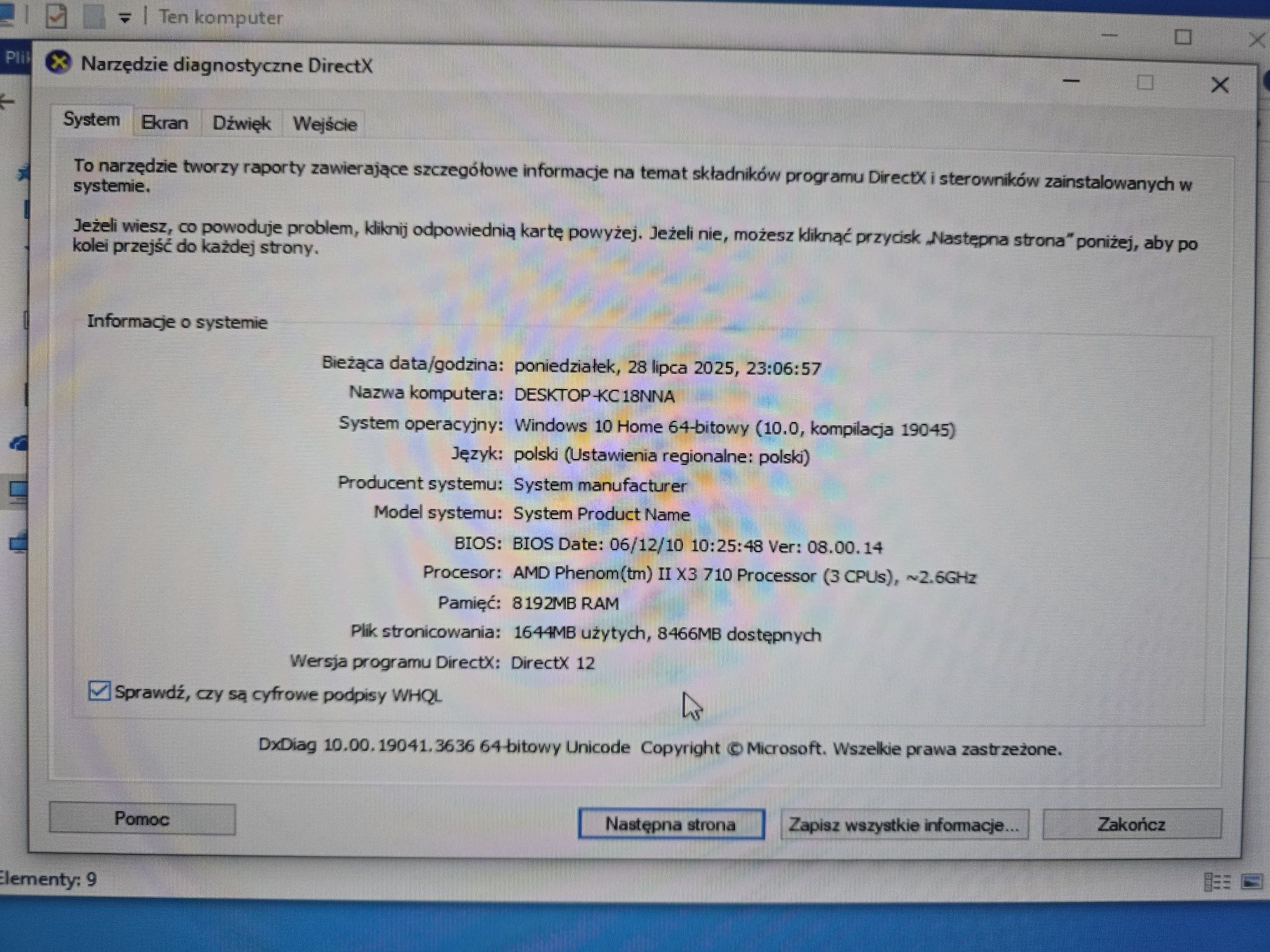 Komputer stacjonarny do nauki AMD Phenom II X3, 8GB RAM, Windows 10
