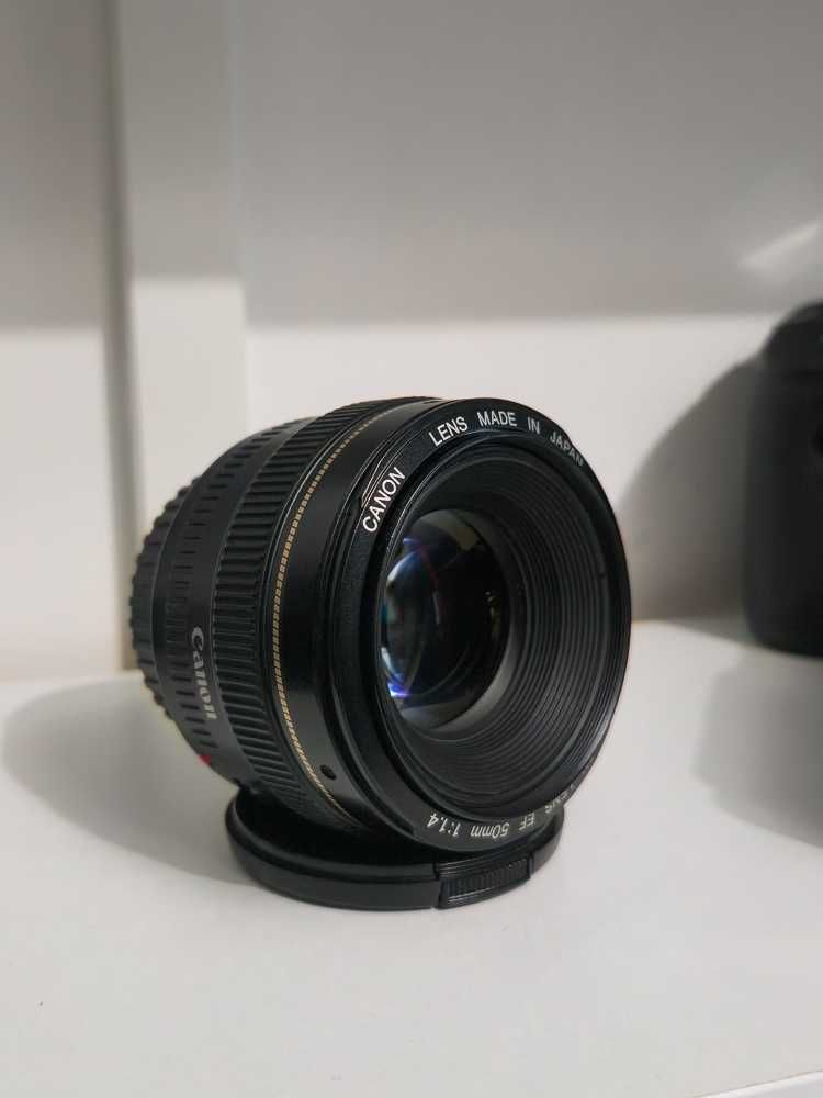 Okbiektyw Canon 50mm f/1.4 EF i kabel tethertools