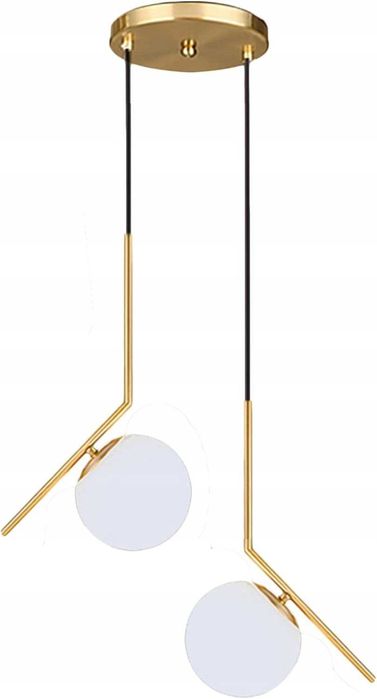 Nowoczesna Biała Szklana Lampa Wisząca w Kształcie Kuli, Złoty Met