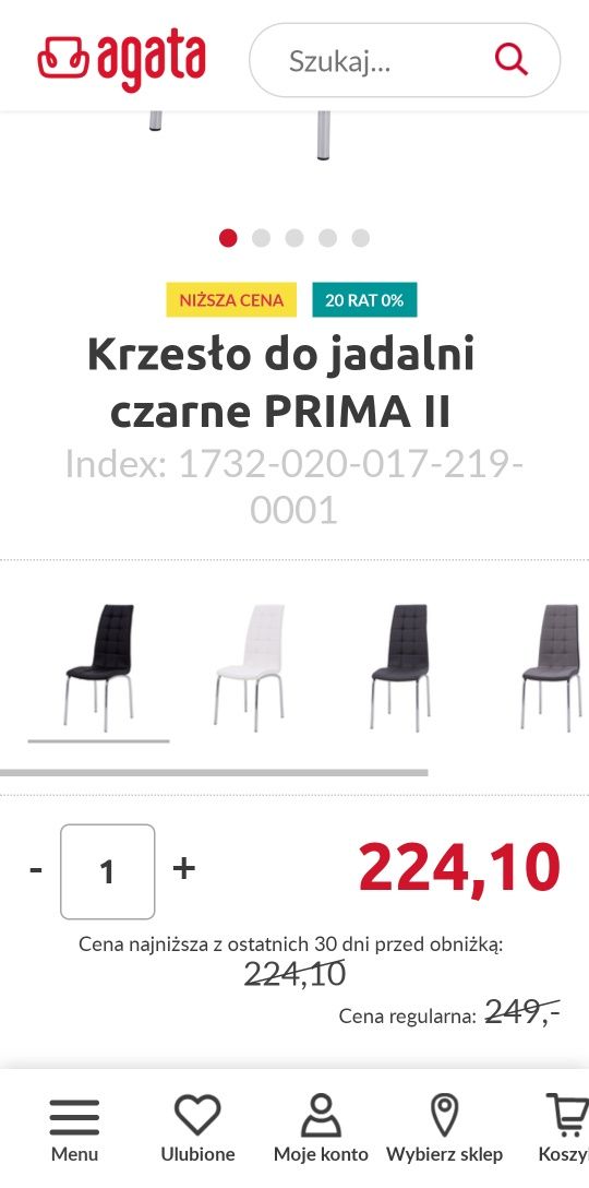 Komplet sześciu krzeseł prima